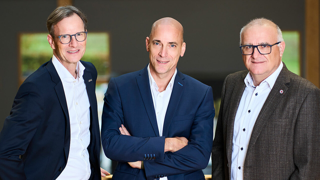 The JUWI management team from left to right: Stephan Hansen, Jost Backhaus (CEO), and Christian Arnold.