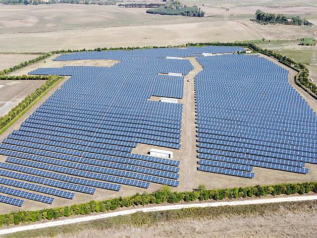 Solar panels on a field with newest technology